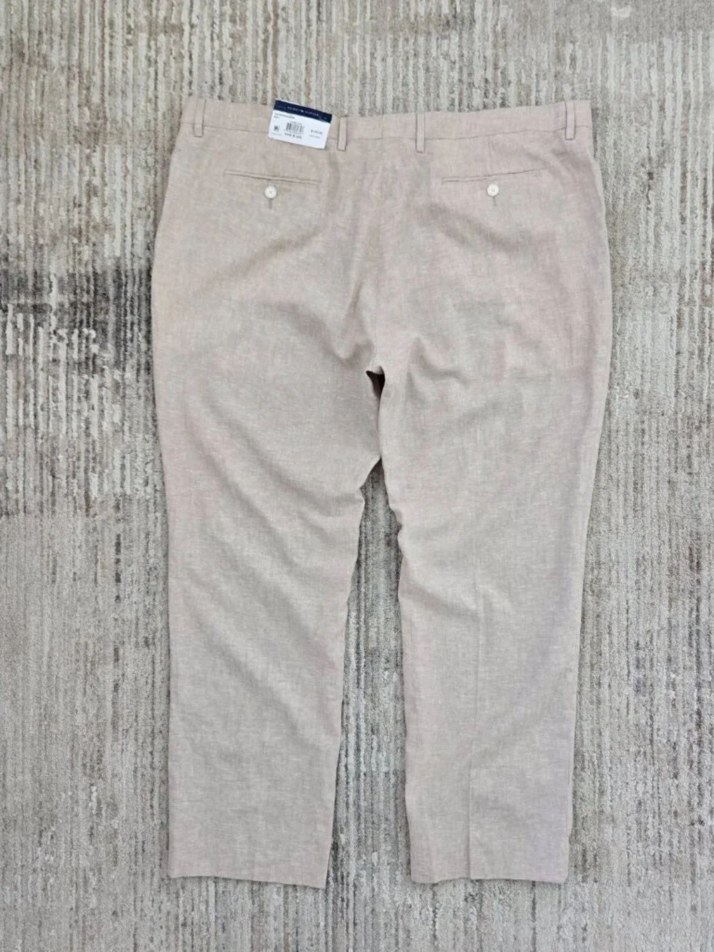 NWT Tommy Hilfiger Linen Blend Trouser Pants Mens Light Tan Flat Front 44W 30L